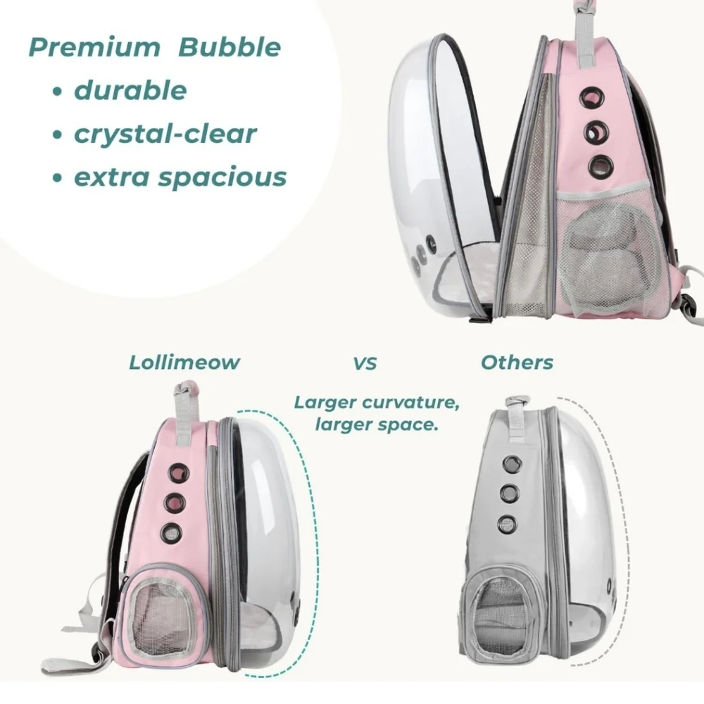 Pink Transparent Pet Backpack Bubble Style